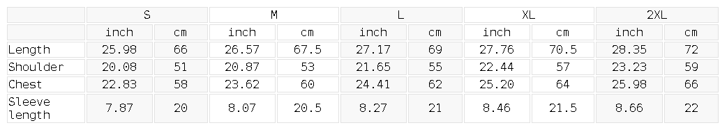 Debra Marshall Boxy T-Shirt size chart